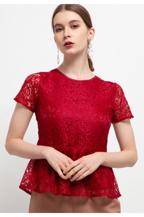 Bianca Lace Blouse in Maroon