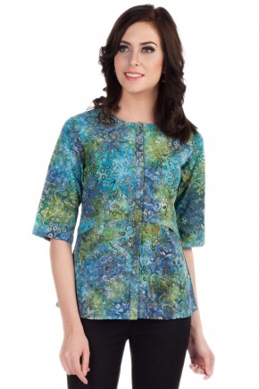 Orla Blouse in Blue-Green Print