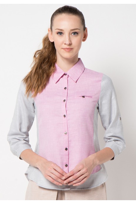 Tea Blouse in Pink and Grey