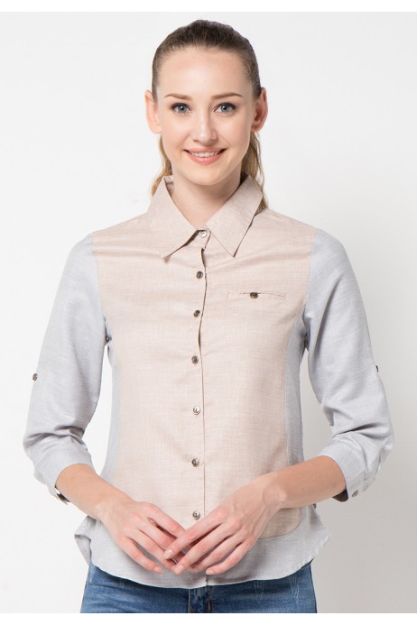 Tea Blouse in Brown and Grey