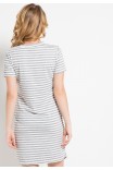 Elis Striped Knit Asymmetrical Dress in Grey-White Elis Striped Knit Asymmetrical Dress in Grey-White