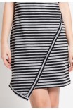 Elis Striped Knit Asymmetrical Dress in Black-Grey Elis Striped Knit Asymmetrical Dress in Black-Grey