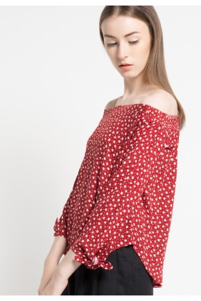 Freya Blouse in Red Floral Print