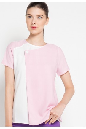 Ronna Blouse in Pink and Off White