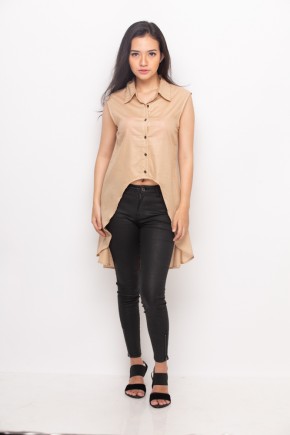 Litzi Assymetrical Shirt In Beige