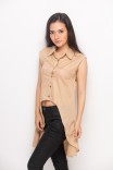 Litzi Assymetrical Shirt In Beige Litzi Assymetrical Shirt In Beige