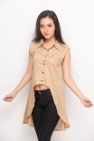 Litzi Assymetrical Shirt In Beige Litzi Assymetrical Shirt In Beige