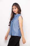 Noir Denim Blouse In Blue Noir Denim Blouse In Blue