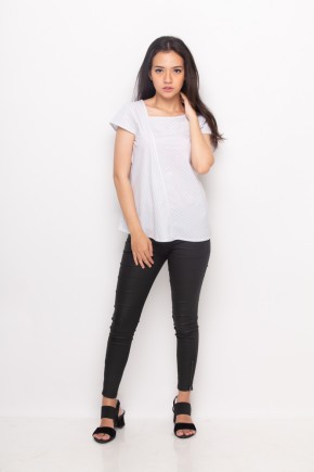 Tiya Blouse Stripes In White-Blue