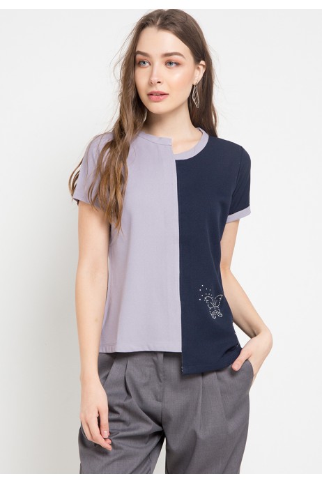 Ellen Blouse In Pink And Grey Ellen Blouse In Pink And Grey