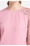 Aira Blouse With Lace In Pink Aira Blouse With Lace In Pink