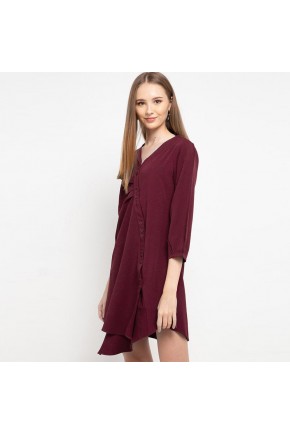 Tinsley Assymetrical Dress In Maroon