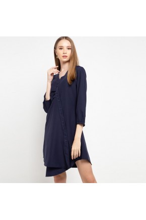 Tinsley Assymetrical Dress In Navy