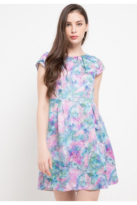 Delia Dress In Blue Print
