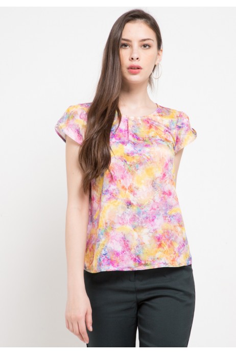 Tina Blouse In Pink Print Tina Blouse In Pink Print