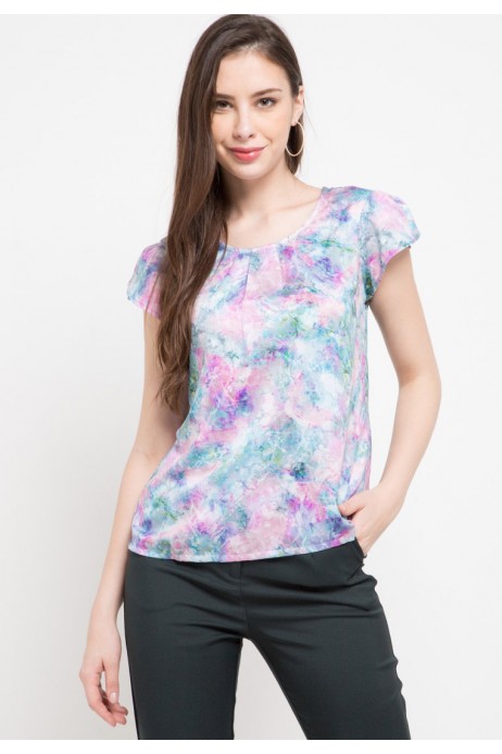 Tina Blouse In Blue Print Tina Blouse In Blue Print