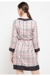 Eloise Dress In Peach Chequered Print