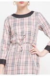 Eloise Dress In Peach Chequered Print
