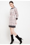 Eloise Dress In Peach Chequered Print