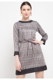 Eloise Dress In Grey Chequered Print