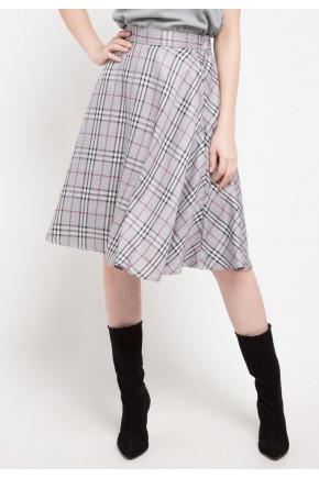 Hally Skirt In Light Grey Chequered Print