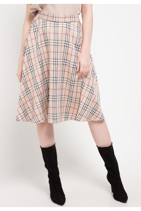 Hally Skirt In Cream Chequered Print