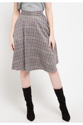 Hally Skirt In Dark Grey Chequered Print