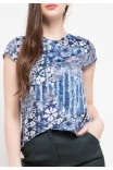Plume Assymertical Blouse In Blue Print Plume Assymertical Blouse In Blue Print
