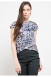 Plume Assymertical Blouse In Grey Print Plume Assymertical Blouse In Grey Print