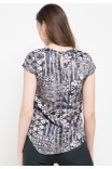 Plume Assymertical Blouse In Black Print Plume Assymertical Blouse In Black Print