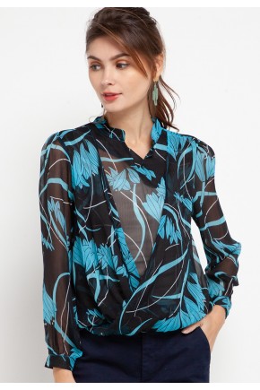 Tiana Blouse in Blue Print