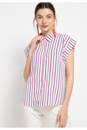 Leenda Blouse in Pink Stripes