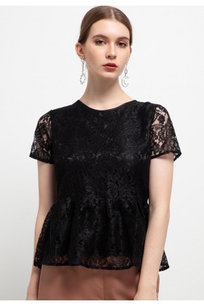 Bianca Lace Blouse in Black